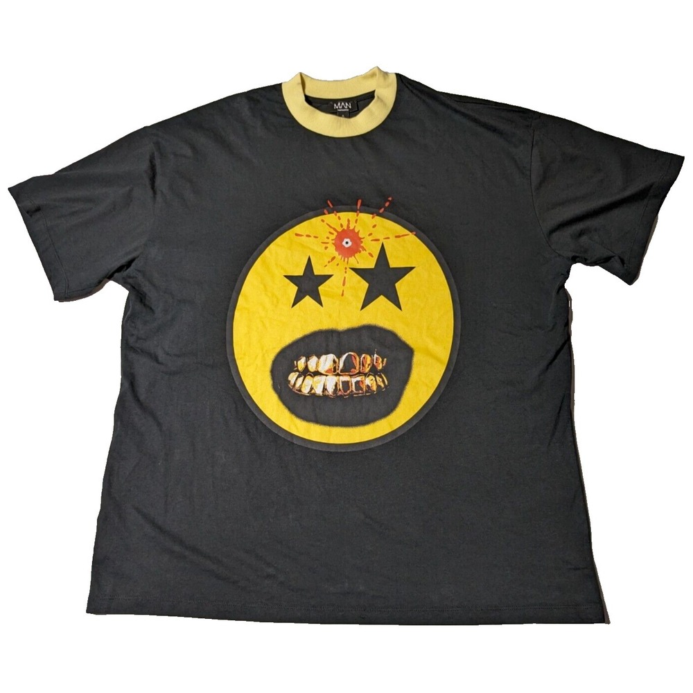 MAN BOOHOO MAN GRILL FACE Men XL Cotton Black‎ T-Shirt